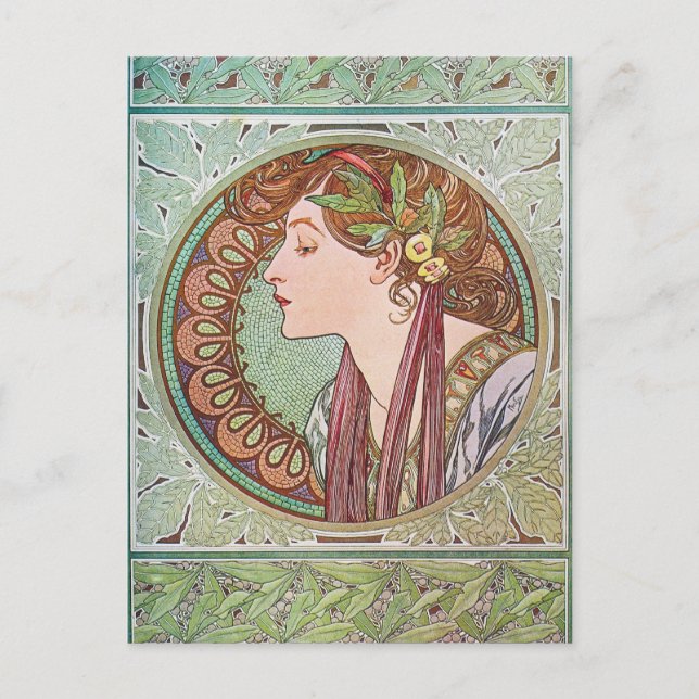 Cartão Postal Alphonse Mucha Goddess Art (Frente)