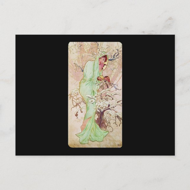 Cartão Postal Alphonse Mucha Hiver Winter (Frente)