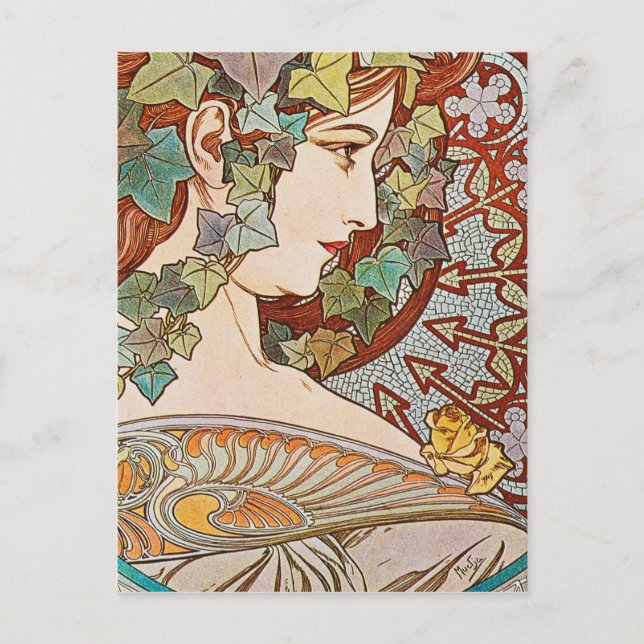 Cartão Postal Alphonse Mucha - Ivy (Frente)