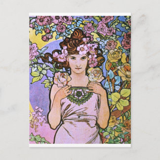 Cartão Postal Alphonse Mucha. La Rosa/Rosa, 1897