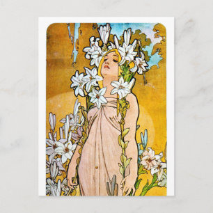 Cartão Postal Alphonse Mucha - Lily - Fronteira Branca