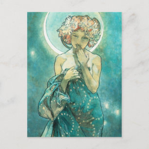 Cartão Postal Alphonse Mucha Luar Clair De Lune Art Nouveau