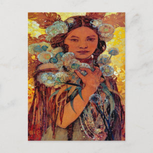 Cartão Postal Alphonse Mucha - Mulher Nativa Americana