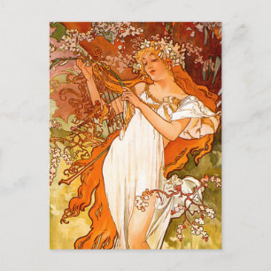 Cartão Postal Alphonse Mucha Primavera