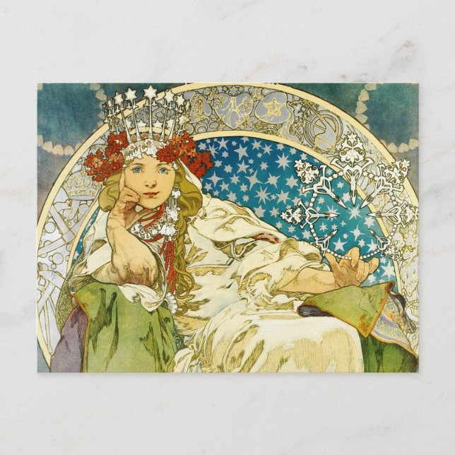 Cartão Postal Alphonse Mucha Princess Hyacinth Art Nouveau (Frente)