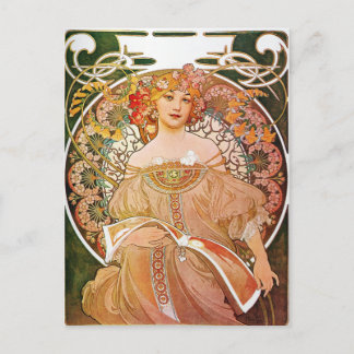Cartão Postal Alphonse Mucha, Reverie/Daydrey, 1896.