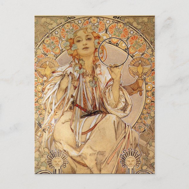Cartão Postal Alphonse Mucha - Slavia (Frente)