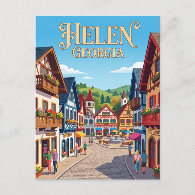 Cartão Postal Alpine Helen Geórgia (Frente)