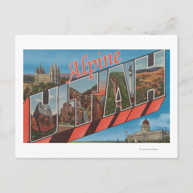 Cartão Postal Alpino, UtahLarge - Letra ScenesAlpina, UT (Frente)