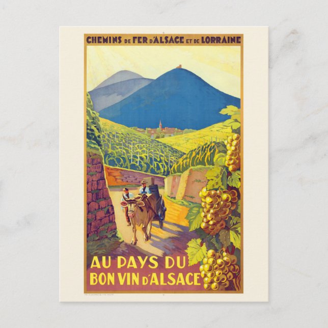 Cartão Postal Alsace France Vintage Poster 1920s (Frente)