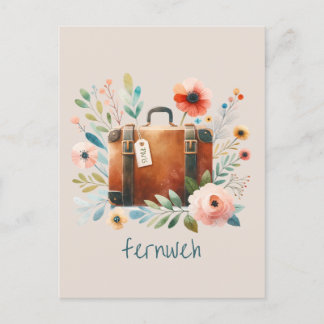 Cartão Postal Alter Koffer mit Blumen- fernweh-personalisierbare