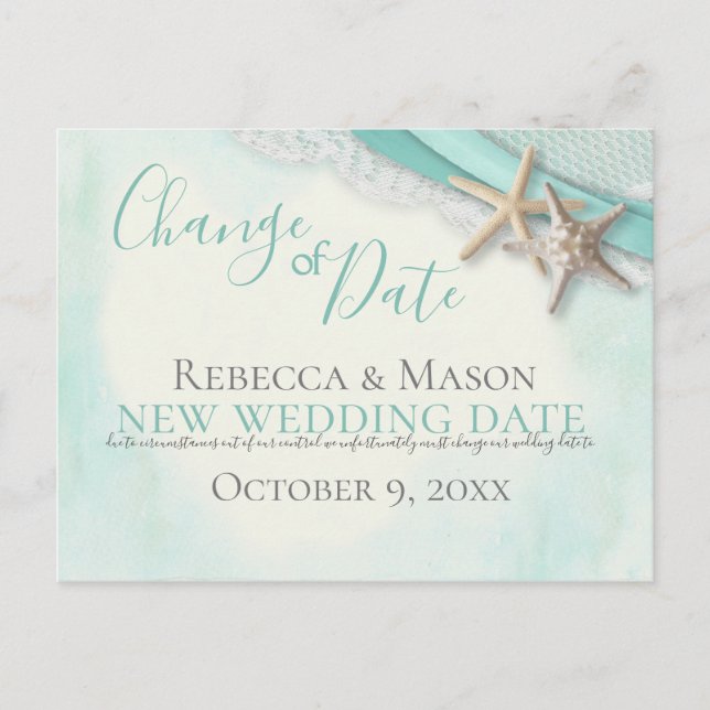 Cartão Postal Alteração da data - Starfish e fita (Frente)