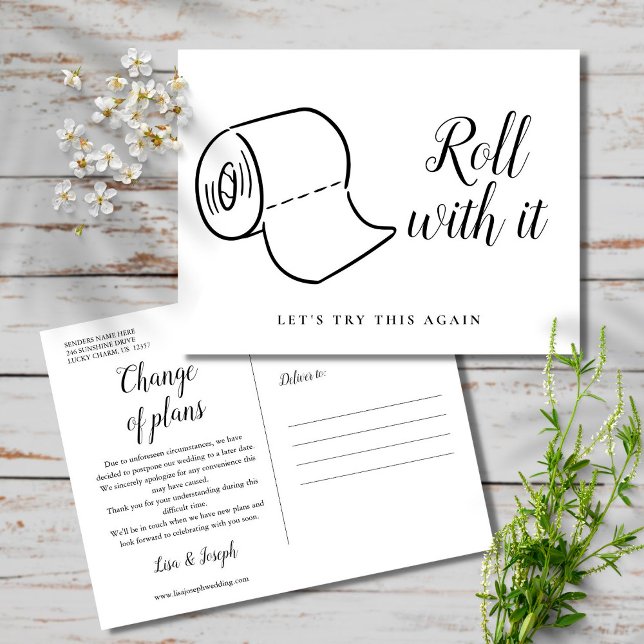 Cartão Postal Alteração de Data Adiada Evento Cancelado (Criador carregado)