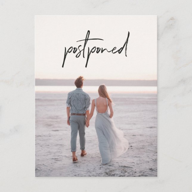 Cartão Postal Alteração de Data do Adiamento de Casamento de Fot (Frente)