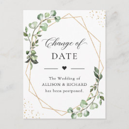 Cartão Postal Alteração de Data Simples Folhas Geométricas de Eu