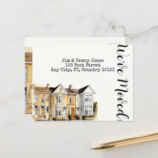 Cartão Postal Alteração de Endereço da Linha de Casas da Aquarel