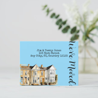 Cartão Postal Alteração de Endereço da Linha de Casas da Aquarel