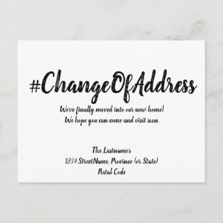 Cartão Postal Alteração moderna de endereço minimalista