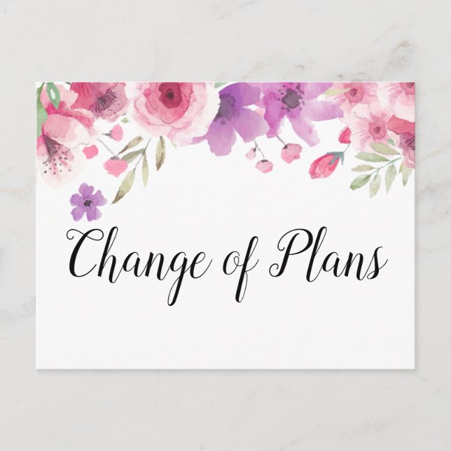 Cartão Postal Alterar a Data Adiada Evento Cancelado Floral (Frente)