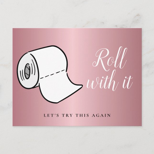 Cartão Postal Alterar a data adiada Rosa cancelada Dourada (Frente)