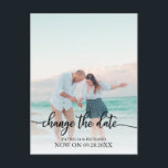 Cartão Postal Alterar a Data de Casamento Adiado do Script Preto<br><div class="desc">Alterar o Cartão-Postal de Script Preto Adiado de Casamento de Data</div>