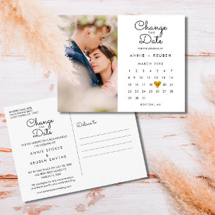 Cartão Postal Alterar Calendário de Data Foto Coração Amor Doura