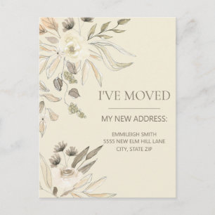 Cartão Postal Alterar Creme de Endereço Castanho Watercolor Flor