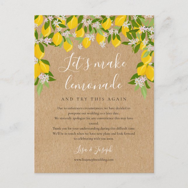 Cartão Postal Altere a data adiada para a foto de limões russos (Frente)