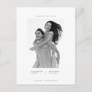Cartão Postal Altere a data Simple Chic Custom Photo Wedding (Ca