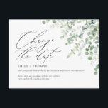 Cartão Postal Altere o script de data Eucalyptus Watercolor<br><div class="desc">Atualize seus convidados com os detalhes de seu evento reprogramado ou adiado com este cartão postal minimalista e moderno com roteiro de caligrafia moderno e eucalipto de aquarela. Por favor,  passe pelo meu compro para ver mais assim.</div>