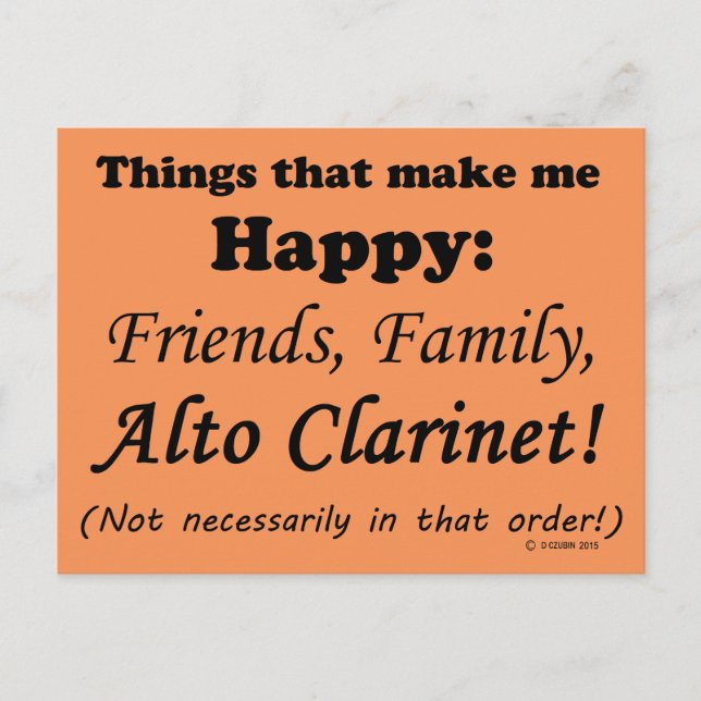 Cartão Postal Alto Clarinet me deixa feliz (Frente)