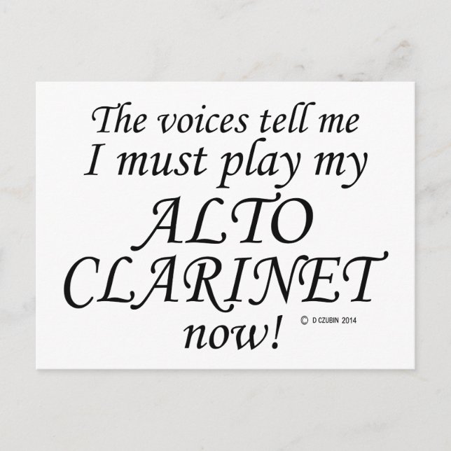 Cartão Postal Alto Clarinet Voices Diz Que Deve Brincar (Frente)
