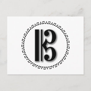 Cartão Postal Alto ou Tenor Clef Music Note Design C Clef