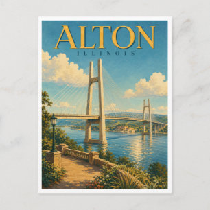 Cartão Postal Alton Illinois Clark Bridge GeoSaga