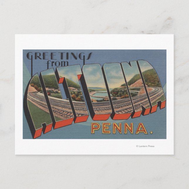 Cartão Postal Altoona, Pensilvânia - Cenas de Letras Grandes (Frente)