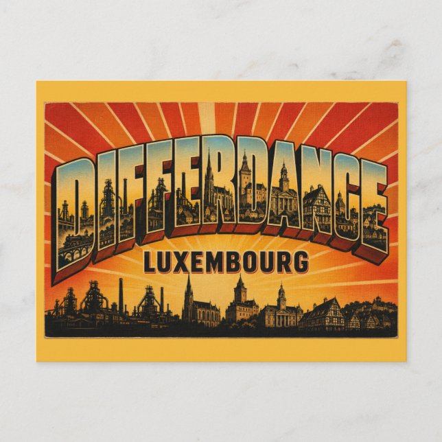 Cartão Postal Altos-fornos de Differdange Luxemburgo (Frente)
