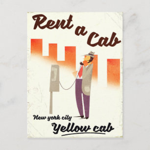Cartão Postal Alugue um Táxi! Cartaz do táxi amarelo de Nova Yor