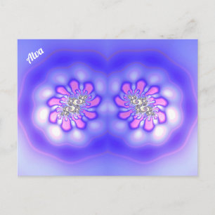 Cartão Postal ALVA ~ Design de Fractal 3D ~ Rosa Azul Malva ~