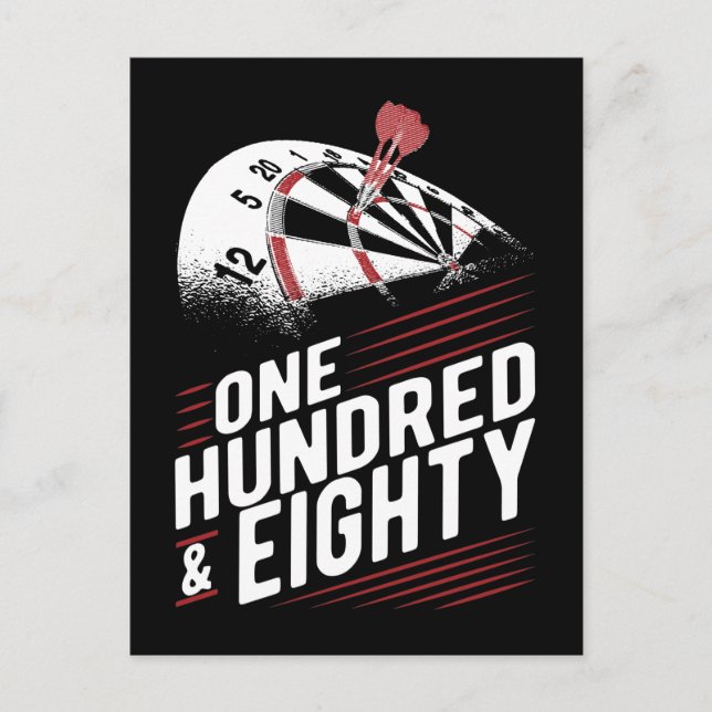 Cartão Postal Alvo de Dardos de Lançamento Vintage 180 Dardos (Frente)