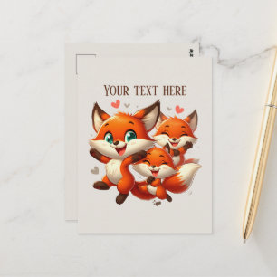 Cartão Postal Ama de raposa fofo personalizável