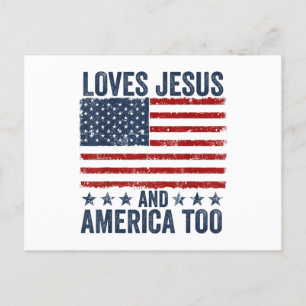 Cartão Postal Ama Jesus e América a Deus, cristão 4º de J