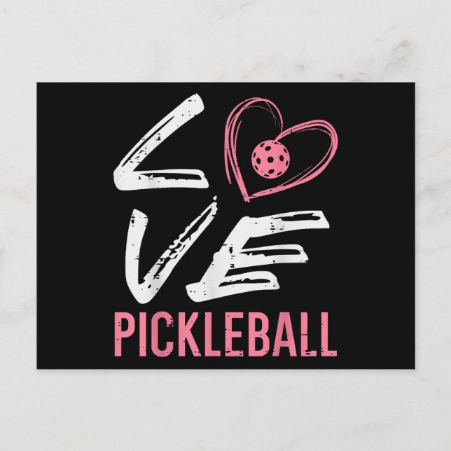 Cartão Postal Ama Pickleball Coração Picle Ball Mulheres Meninas (Frente)