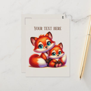 Cartão Postal Amafoxes de caminhada fofos personalizáveis