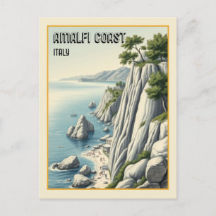 Cartão Postal Amalfi Coast Vintage Itália Viagem