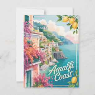 Cartão Postal Amalfi Coast Watercolor
