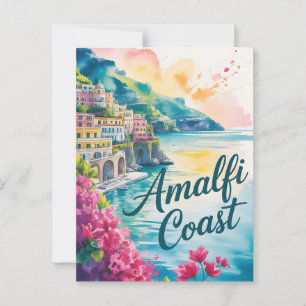 Cartão Postal Amalfi Coast Watercolor