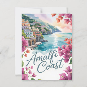 Cartão Postal Amalfi Coast Watercolor