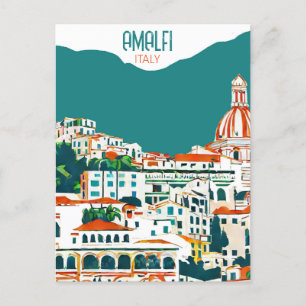 Cartão Postal Amalfi Itália Arte de Viagem Retro Vintage