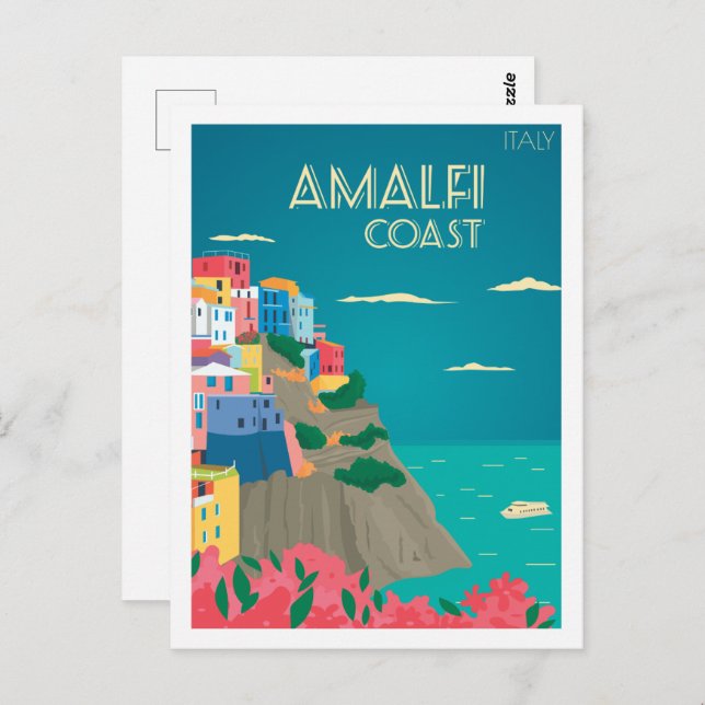 Cartão Postal Amalfi Itália Familiar Viagem (Frente/Verso)