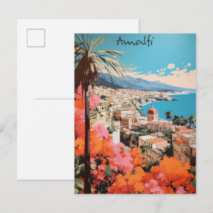 Cartão Postal Amalfi Itália Viagem Cidade Pintura Estética